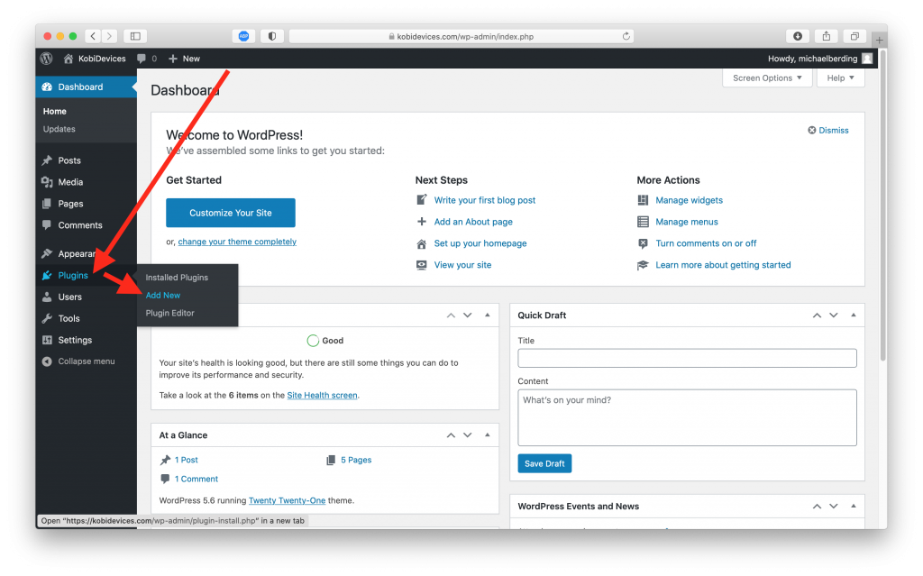 Plugins page