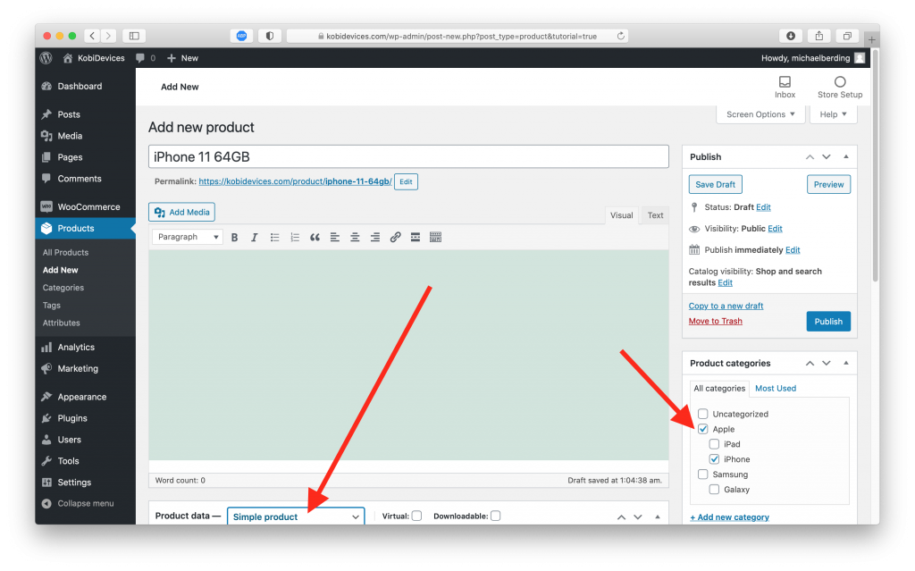 Variable product type